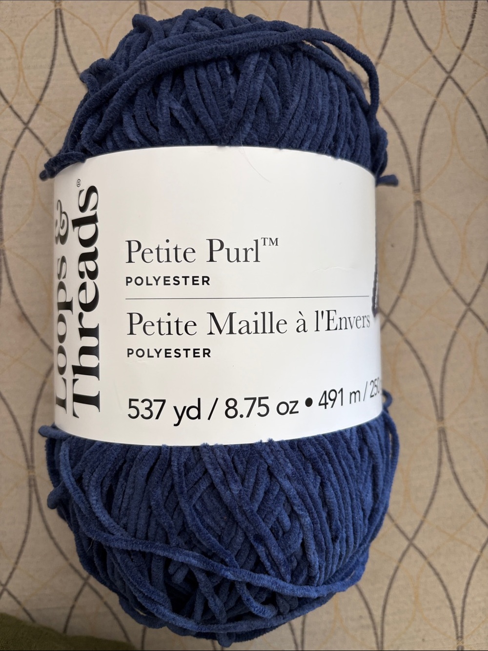 Loops & Threads Navy Plush Yarn - Soft Navy Blue 250g